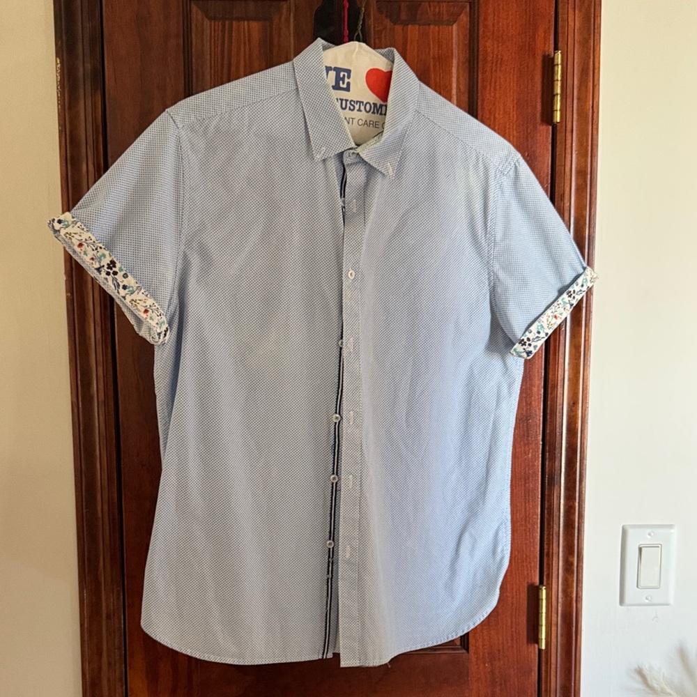 Denim & Flower Light Blue Mens Casual Button Down shirt